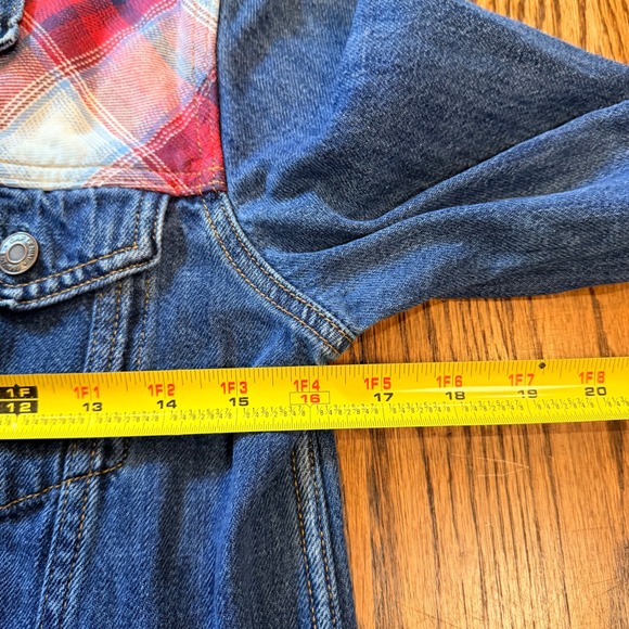 Gap x Pendleton Denim Trucker Jacket Plaid Wool Yoke S Blue Colab Western Spring - Picture 6 of 7
